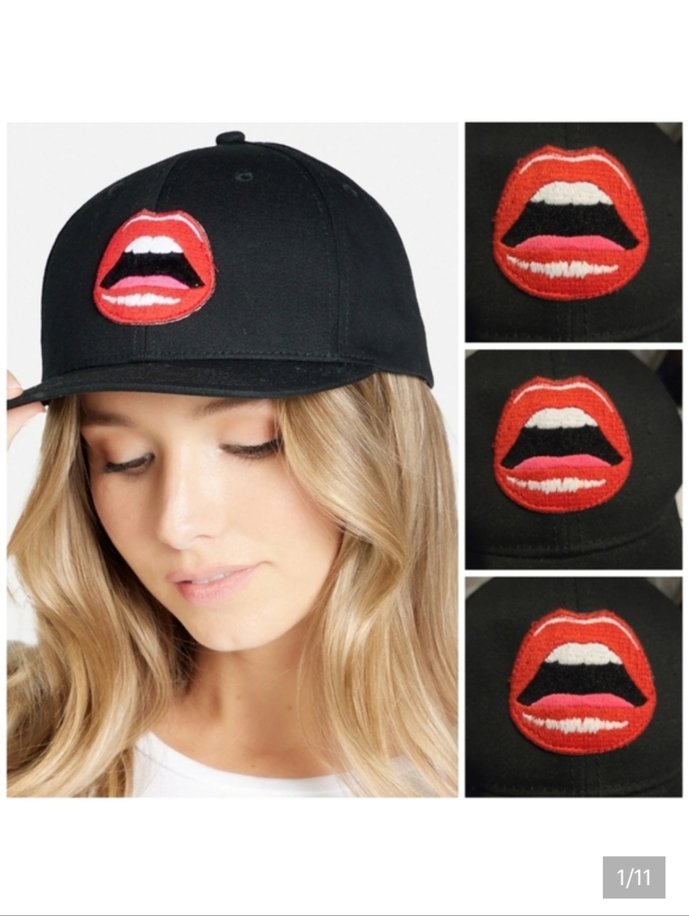 Lauren Moshi Bay Red Open Lip hat